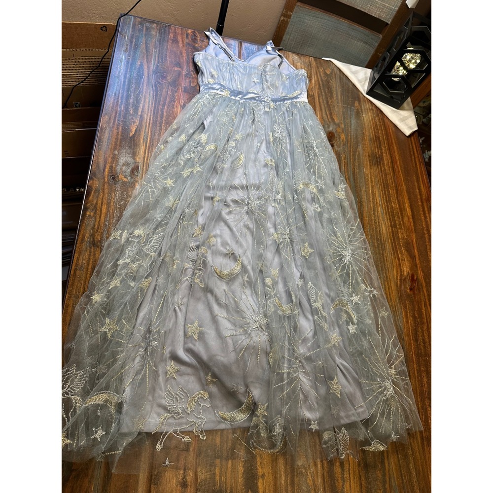 Stardust by The Oblong Box Shop Celestial Tulle Midi Dress Blue Silver Star Smal - Picture 11 of 13